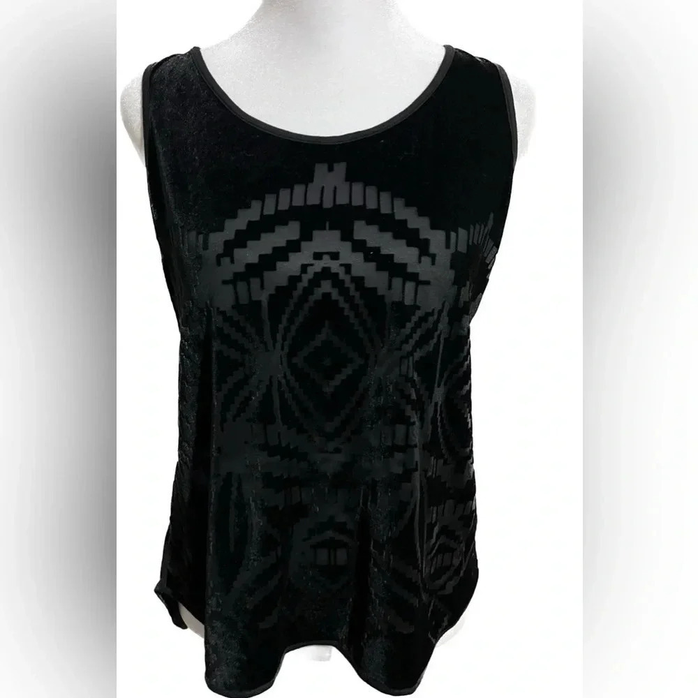 The Limited black sheer overlay cutout velvet tank -small